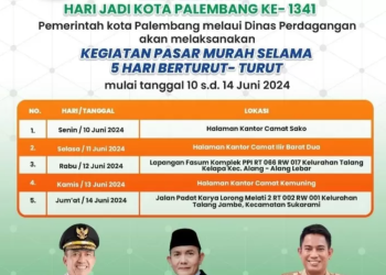 HUT Ke-1341 Kota Palembang, Pemkot Gelar Pasar Murah, Emak Emak Jangan Kelewatan!