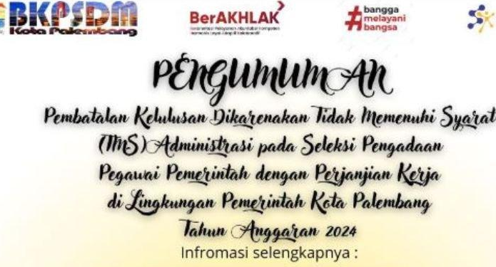 Pemkot Palembang Batalkan Pengumuman Hasil PPPK 2024, 2 Peserta yang Lulus Bermasalah Administrasi